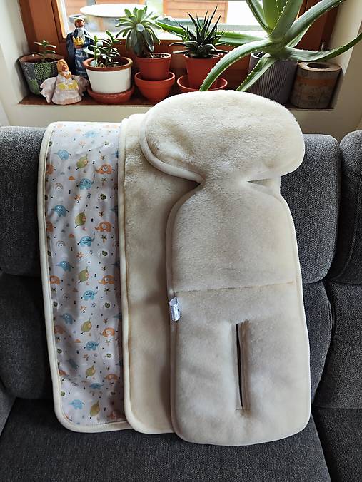 Detský textil - VLNIENKA súprava podložka a deka do autosedačky vajíčko  pre novorodenca 100% Merino top super wash Natural Sloník - 17338545_