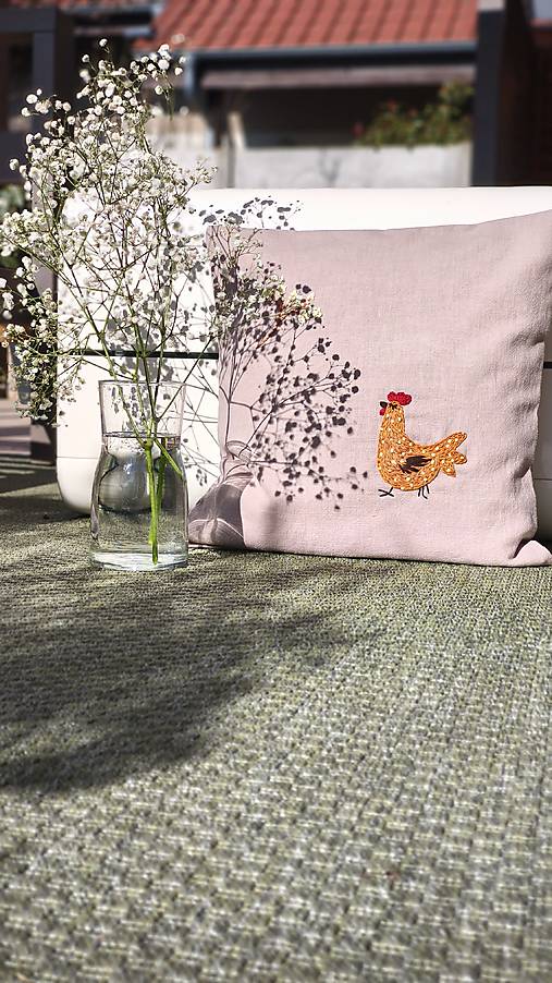 Úžitkový textil - Kohútik - poťah na vankúš 100% ľan - 17337524_