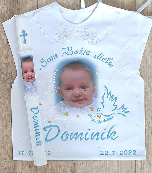 Detské oblečenie - Košielka na krst s fotkou - 17339048_
