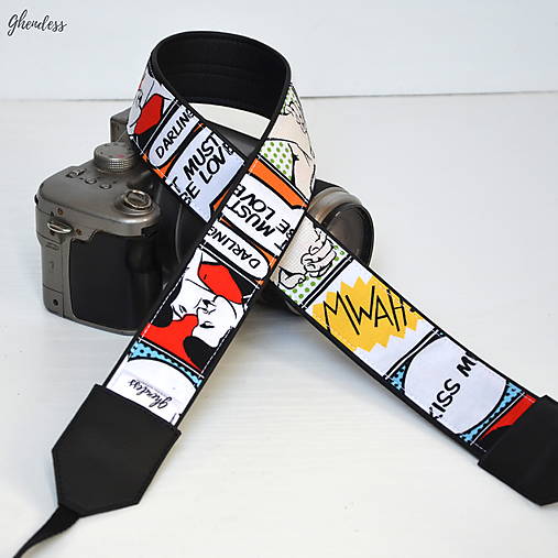Iné doplnky - Popruh na fotoaparát - Comiks love - 17340249_