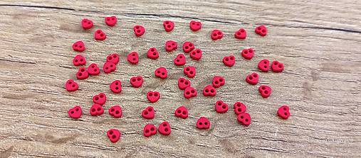 Galantéria - Gombík srdiečko - Červené - 6 mm - 17341814_