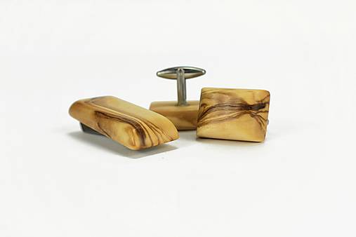 Pánske šperky - Manžetové gombíky so sponou na kravatu - oliva, nerez - 17341716_