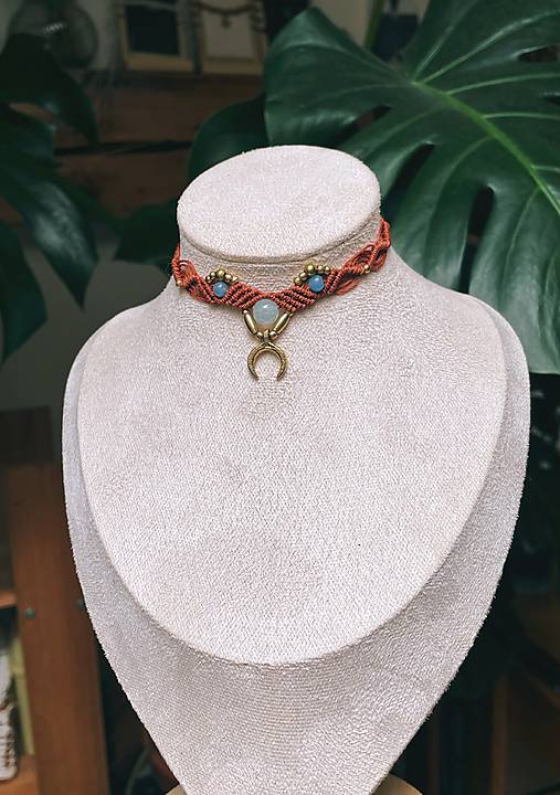 Náhrdelníky - TERRA GREEN micro macramé choker - 17339780_