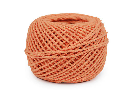 Galantéria - Bavlnená priadza macrame háčkovacia 40 g rozčesávacia (29 lososová) - 17339652_