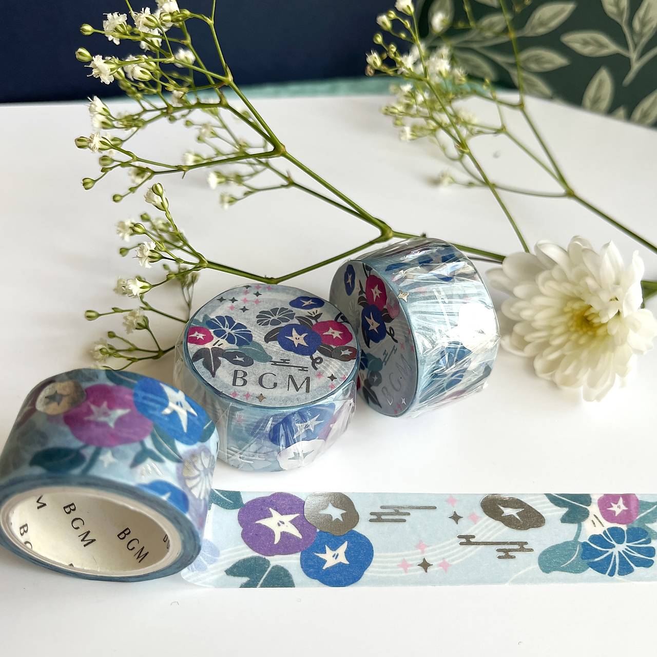 exkluzívna japonská washi páska Modré lekná