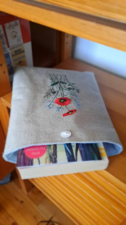 Papiernictvo - Lněný obal na nihu s výšivkou - 17344554_