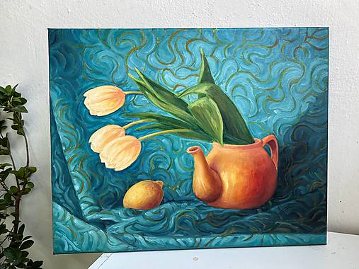 Obrazy - Zátišie s tulipánmi (50x40) - 17342743_