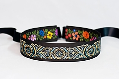 Opasky - Čierny folk opasok z regiónu Považie - Piešťany - 17349868_