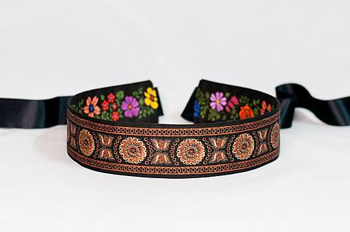 Opasky - Čierny folk opasok z regiónu Podpoľanie - Detva - 17349977_