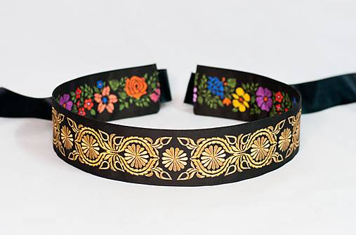 Opasky - Folk opasok Trnava - čierny obojstranný - 17349979_