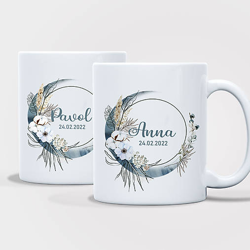 Nádoby - SVADOBNÝ 7 double set keramických hrnčekov - 17347201_