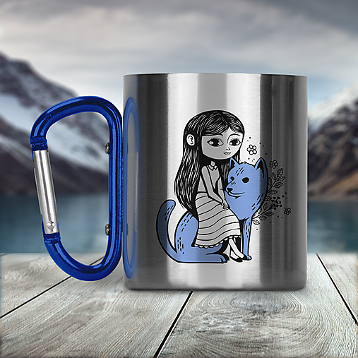 Nádoby - DIEVČA SO PSOM nerezový termo hrnček - 17347209_