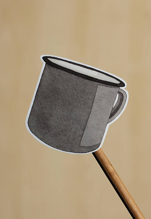 Samolepka - plechový hrnček fialový