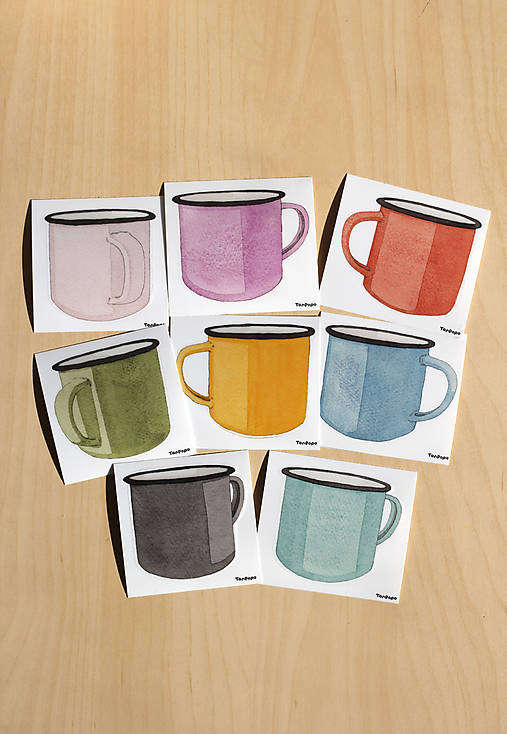 Samolepka - plechový hrnček čierny/šedý