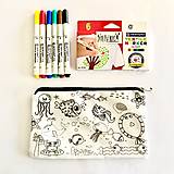  - - 50% sada na domaľovanie: vrecko so zipsom 13x22cm+fixky na textil 6ks, pôvod.cena 11€ (rybičky, morský svet) - 17351287_