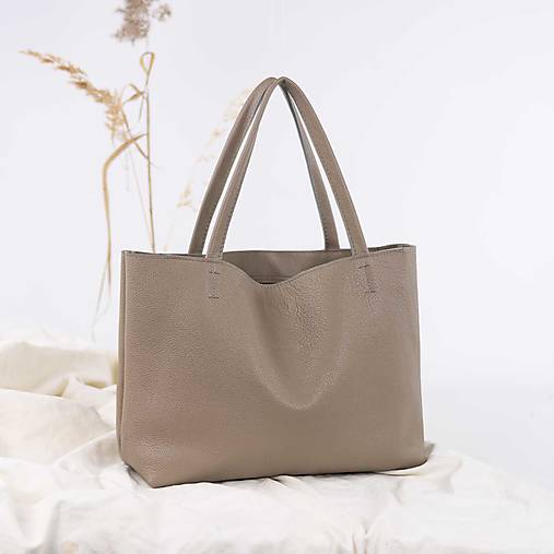 Kabelky - Kožená kabelka Anabelle (taupe) - 17353347_