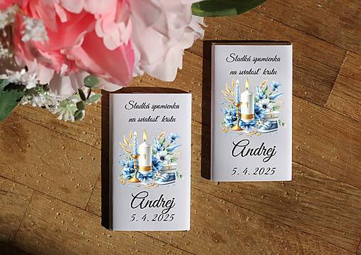 Sladkosti - Mliečne čokoládky pre chlapca aj pre dievča Spomienka na sviatosť krstu (pre chlapca) - 17350158_