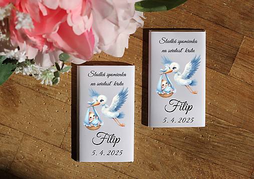 Sladkosti - Mliečne čokoládky pre chlapca aj pre dievča Spomienka na sviatosť krstu (pre chlapca) - 17350198_