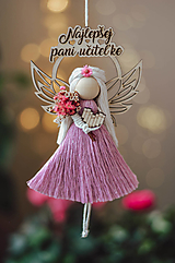 Dekorácie - Macrame anjelik - Najlepšej pani učiteľke - 17355147_