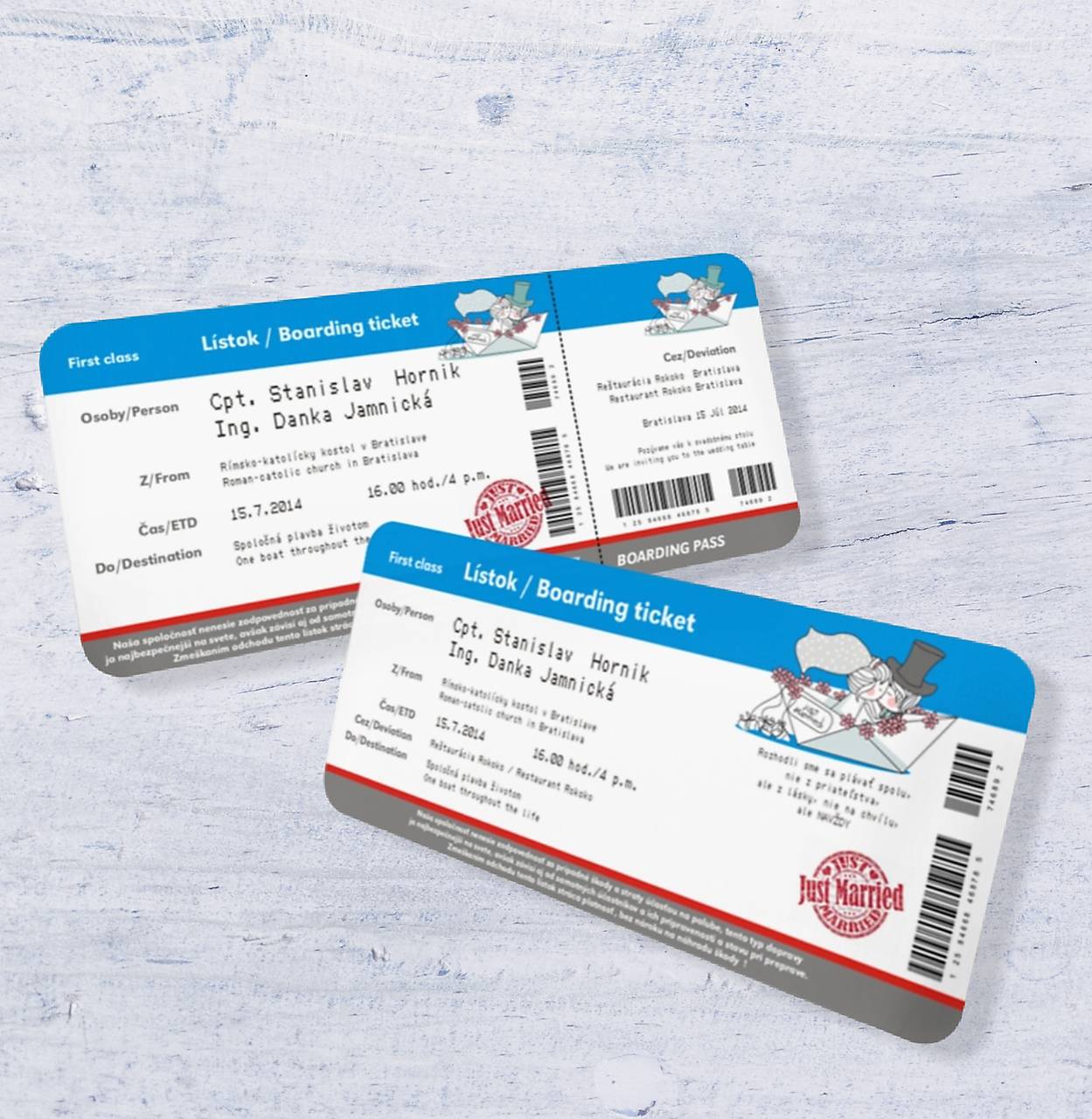 Svadobné oznámenie - letenka c13104