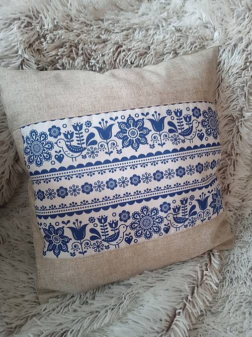 Úžitkový textil - Modré vtáčiky na  obliečke - 17357352_