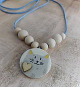 Náhrdelníky - drevený náhrdelník mačka Výpredaj - 17358347_