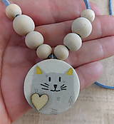 Náhrdelníky - drevený náhrdelník mačka Výpredaj - 17358391_
