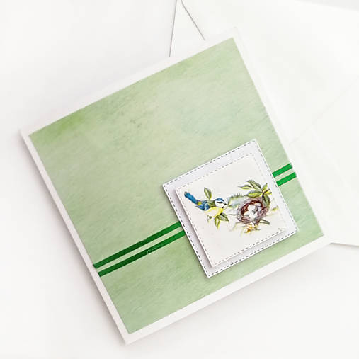 Papiernictvo - JARNÁ / VEĽKONOČNÁ POHĽADNICA - "Sýkorka a hniezdo" Pozdrav - 17356476_