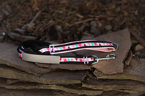 Pre zvieratá - Vodítko softshell “TrianglePink” - 17357887_