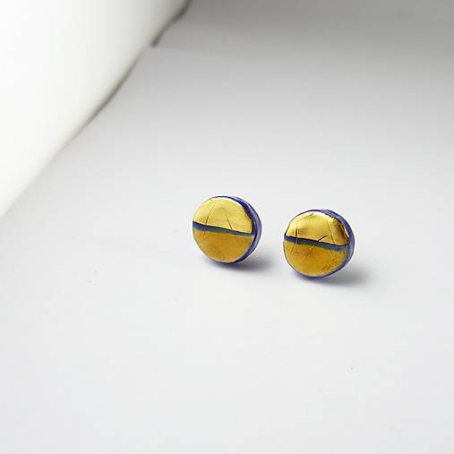 Náušnice - TANA hand made jewellery - keramika/zlato - 17359200_