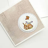 Papiernictvo - JARNÁ / VEĽKONOČNÁ POHĽADNICA - "Zajačik a motýľ" Pozdrav - 17358973_