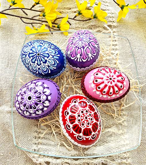 Dekorácie - Sada modro-fialových madeira kraslíc do košíka - 17359684_