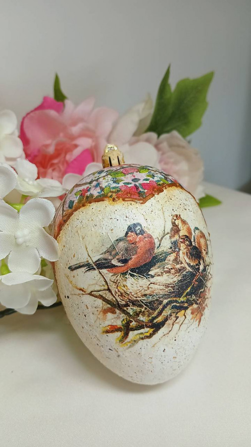 Dekorácie - "Ptáčci v hnízdě" vajíčko - 17359838_