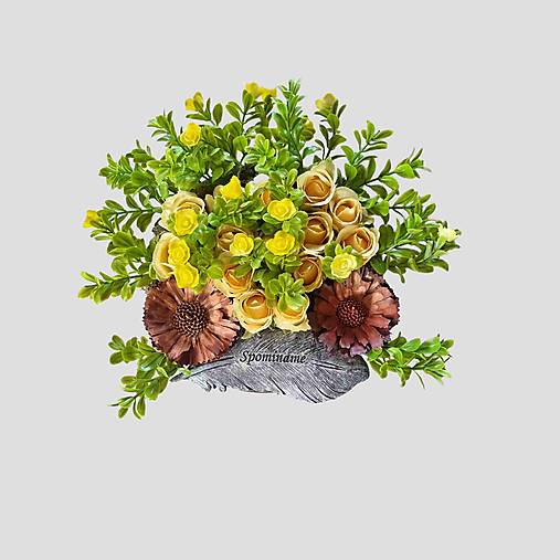 Dekorácie - Dušičky - žaťažená ikebana na hrob č.96, v žltej farbe - dekorácia - 17361719_