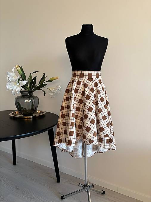 Sukne - Károvaná sukňa na viazanie - 17364303_