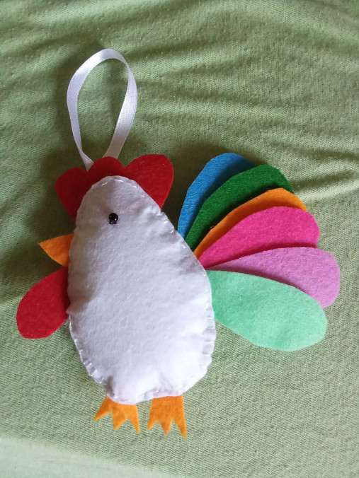 Dekorácie - Kuracia rodinka z filcu (kohút) - 17362792_