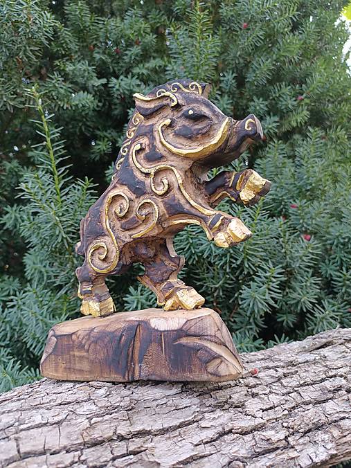 Sochy - Gullinbursti - soška - Viking woden statue - 17364629_