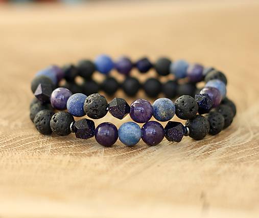 Náramky - Duo náramkov - láva, lapis lazuli, pieskovec, jadeit  - 17364680_
