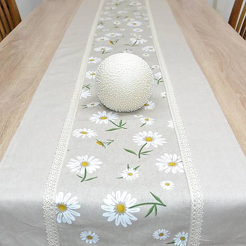 Úžitkový textil - GALINA - margarétky - behúň na stôl - 17364745_
