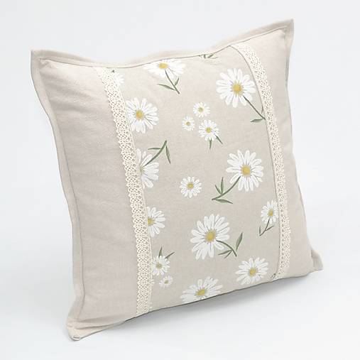 Úžitkový textil - GALINA - margarétky - dekoračný vankúš - 17364800_