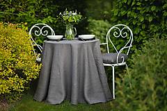 Úžitkový textil - Okrúhly ľanový obrus Grey Eminence - 17365969_