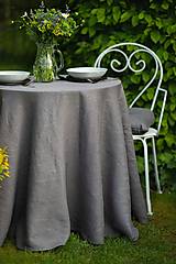 Úžitkový textil - Okrúhly ľanový obrus Grey Eminence - 17365970_