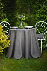 Úžitkový textil - Okrúhly ľanový obrus Grey Eminence - 17365971_