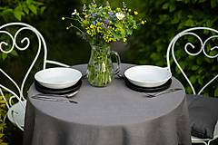 Úžitkový textil - Okrúhly ľanový obrus Grey Eminence - 17365972_