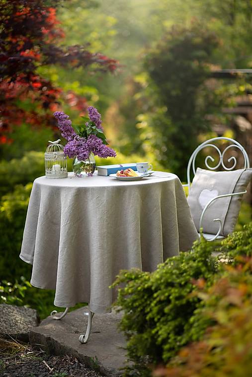 Úžitkový textil - Okrúhly ľanový obrus Natur Style - 17365879_