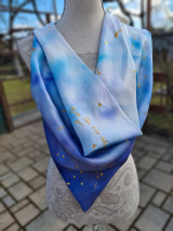 Šatky - Trojuholníková hodvábna šatka 'Sky' - 17364723_