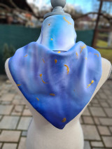 Šatky - Trojuholníková hodvábna šatka 'Sky' - 17364732_