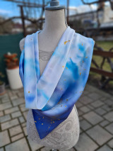 Šatky - Trojuholníková hodvábna šatka 'Sky' - 17364733_