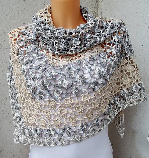 Šatky - šatka vo odtieňoch hnedej a šedej - 17369032_