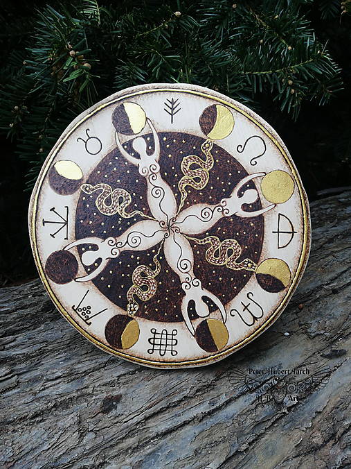 Obrazy - Kolo roku - Wheel of the Year - vypaľovaný obraz - hand-burned image - 17368360_